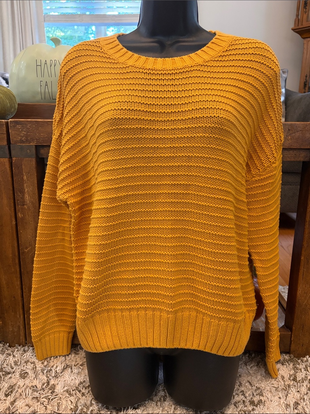 H&M Divided Women’s Mustard Ribbed Crewneck Sweater size Small